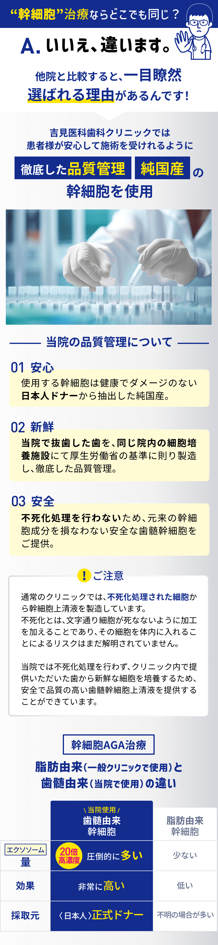 幹細胞治療ならどこでも同じ？いいえ、違います